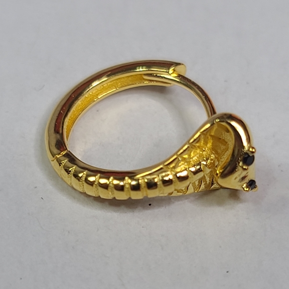 925 Sterling Silver Yellow Gold Zircon Cobra Snake Serpent - Picture 5 of 12